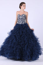 Load image into Gallery viewer, Tulle Quinceanera Dresses Ball Gown Sweetheart Floor Length Lace Up