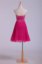 Load image into Gallery viewer, Splendid A Line Short Homecoming Dresses Beaded Bodice With Layered Chiffon Skirt