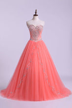 Load image into Gallery viewer, Sweetheart Quinceanera Dresses A Line Beaded Tulle Floor Length