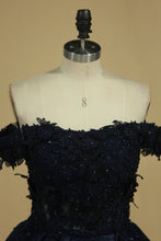 Load image into Gallery viewer, Organza Off The Shoulder A Line Homecoming Dresses With Applique