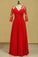 V Neck 3/4 Length Sleeve Chiffon Mother Of The Bride Dresses With Applique And Ruffles