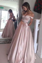 Load image into Gallery viewer, New Arrival Off The Shoulder Prom Dresses A Line Satin With Beads