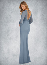 Load image into Gallery viewer, Lesly Sheath Bow Mesh Floor-Length Dress P0019691