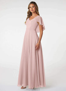 Yoselin Floor Length Natural Waist V-Neck A-Line/Princess Sleeveless Bridesmaid Dresses
