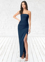 Load image into Gallery viewer, Lilia Sheath Long Sleeve Stretch Satin Floor-Length Dress P0019796
