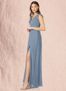 Isabela A-Line Ruched Chiffon Floor-Length Dress P0019622