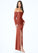 Ina Sheath Long Sleeve Stretch Satin Floor-Length Dress P0019690