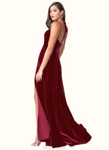 Load image into Gallery viewer, Anabelle A-Line Bow Velvet Floor-Length Dress P0019697