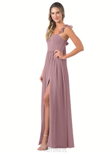 Haley A-Line Ruched Chiffon Floor-Length Dress P0019625