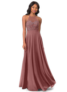 Zaria Natural Waist Sleeveless A-Line/Princess Floor Length Scoop Bridesmaid Dresses