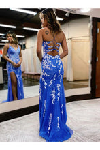 Load image into Gallery viewer, Barbara Prom Dresses Mermaid Sweep/Brush Train Tulle With Applique V Neck