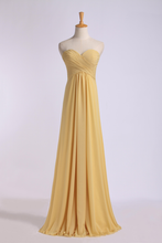 Load image into Gallery viewer, Bridesmaid Dresses Floor Length Sweetheart Sheath/Column Chiffon With Ruffle