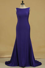 Load image into Gallery viewer, Mermaid Bateau Spandex Evening Dresses Sweep Train