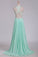 See-Through Scoop A Line Chiffon Prom Dresses With Applique Floor Length