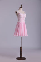Load image into Gallery viewer, Straps A-Line/Princess Homecoming Dresses Chiffon With Applique