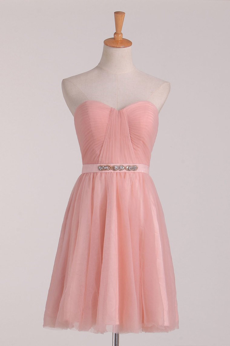 Bridesmaid Dresses Sweetheart Tulle With Beads And Ruffles Short/Mini