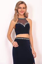 Load image into Gallery viewer, Two-Piece Scoop Spandex Prom Dresses Mermaid With Beading