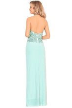 Load image into Gallery viewer, Prom Dresses Halter Chiffon With Applique And Slit Sheath