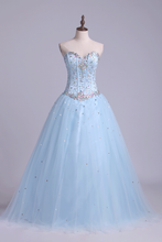 Load image into Gallery viewer, Sweetheart Beaded Bodice Quinceanera Dresse Tulle Floor Length