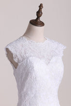 Load image into Gallery viewer, Wedding Dresses Scoop With Applique And Sash A Line Stretch Satin