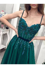 Load image into Gallery viewer, Charming A Line Tulle Spaghetti Straps Beading Prom Dresses Evening SJSP6CP4ZJB