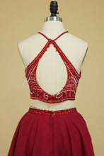 Load image into Gallery viewer, Open Back Halter Homecoming Dresses Chiffon With Beading A Line Short/Mini