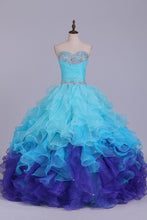 Load image into Gallery viewer, Quinceanera Dresses Ball Gown Sweetheart Floor Length Organza With Beading Sash Ruffles