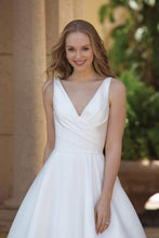 Load image into Gallery viewer, Cheap Satin V Neck Wedding Dresses Elegant Beach Bridal Dresses