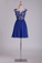 A Line Homecoming Dresses Scoop Open Back Short/Mini Chiffon With Applique