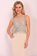 Load image into Gallery viewer, Spandex Beaded Bodice Mermaid Sweep Train Prom Dresses