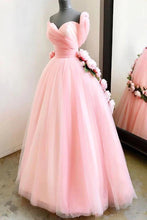 Load image into Gallery viewer, Charming Ball Gown Sweetheart Long Prom Dresses, Pink Sweet 16 Dress With Handmade Flowers SJS15094