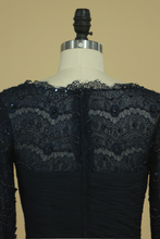 Load image into Gallery viewer, Black Mother Of The Bride Dresses Scoop Tulle With Beading Mid-Length Sleeves