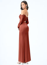 Load image into Gallery viewer, Ina Sheath Long Sleeve Stretch Satin Floor-Length Dress P0019690