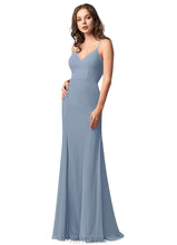 Load image into Gallery viewer, Tracy Floor Length Sleeveless Natural Waist Spaghetti Staps A-Line/Princess Bridesmaid Dresses
