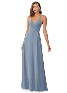 Una Floor Length A-Line/Princess Natural Waist Straps Sleeveless Bridesmaid Dresses