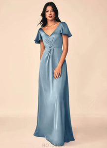 Tamia Spaghetti Staps Sleeveless Natural Waist Floor Length A-Line/Princess Bridesmaid Dresses