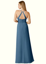 Load image into Gallery viewer, Maya A-Line Ruched Chiffon Floor-Length Dress P0019789