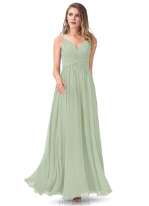 Xiomara Floor Length A-Line/Princess Natural Waist Sleeveless Straps Bridesmaid Dresses