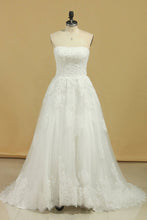 Load image into Gallery viewer, Wedding Dresses Strapless Tulle With Applique A Line Court Train