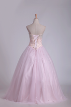 Load image into Gallery viewer, Ball Gown Tulle Sweetheart Beaded Bodice Floor Length Quinceanera Dresses
