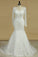 Long Sleeves V Neck Mermaid Wedding Dresses Tulle With Applique Court Train