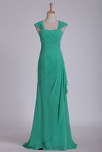 Load image into Gallery viewer, Off The Shoulder Open Back Column Chiffon Bridesmaid Dresses