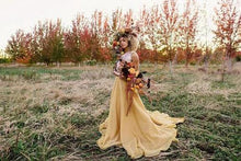 Load image into Gallery viewer, Chic Two Pieces Yellow Long Country Wedding Dresses With Lace, Cheap Prom Dresses SJS15508