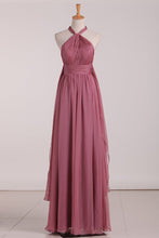 Load image into Gallery viewer, Sexy Open Back Bridesmaid Dresses Chiffon With Ruffles And Sash
