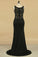 Spaghetti Straps Prom Dresses Sheath/Column Spandex & Tulle With Beading & Applique