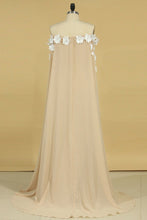 Load image into Gallery viewer, Chiffon Strapless Evening Dresses With Handmade Flower