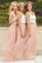 Bridesmaid Dresses V Neck Tulle Floor Length A Line Bicolor