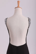 Load image into Gallery viewer, Bateau Prom Dresses Mermaid Open Back Mermaid With Beading Black