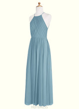 Load image into Gallery viewer, Zoe A-Line Pleated Chiffon Floor-Length Junior Bridesmaid Dress P0020009