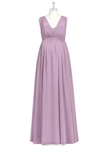 Christine V-Neck A-Line/Princess Natural Waist Floor Length Sleeveless Bridesmaid Dresses